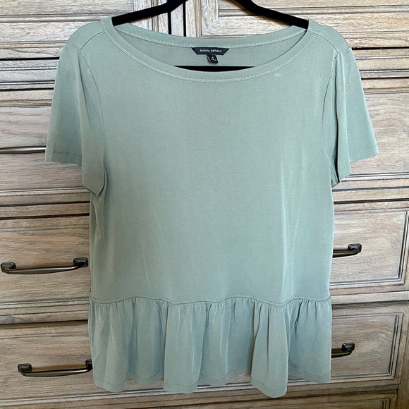 Banana Republic Peplum Ruffle Hem Tee Small - Picture 2 of 5